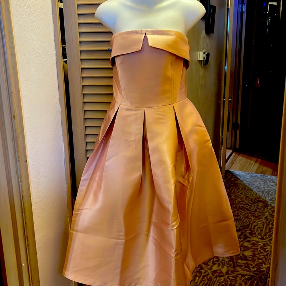 Beautiful evening /prom/ wedding dusty rose, dress, pleated strapless